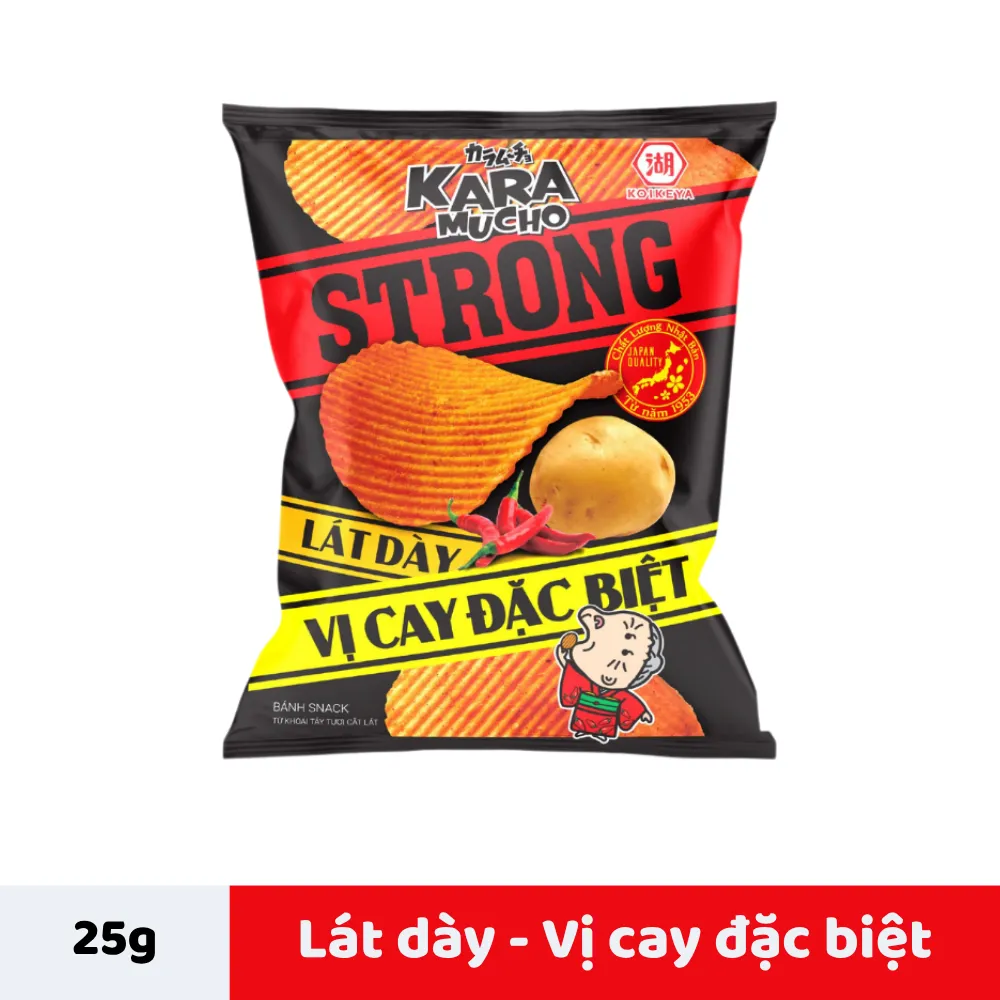 Snack khoai tây Koikeya Karamucho Strong lát dày vị cay đặc biệt gói 25g
