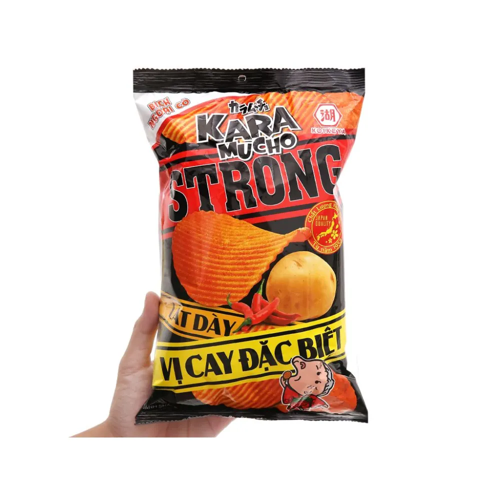 Snack khoai tây Koikeya Karamucho Strong lát dày vị cay đặc biệt gói 44g