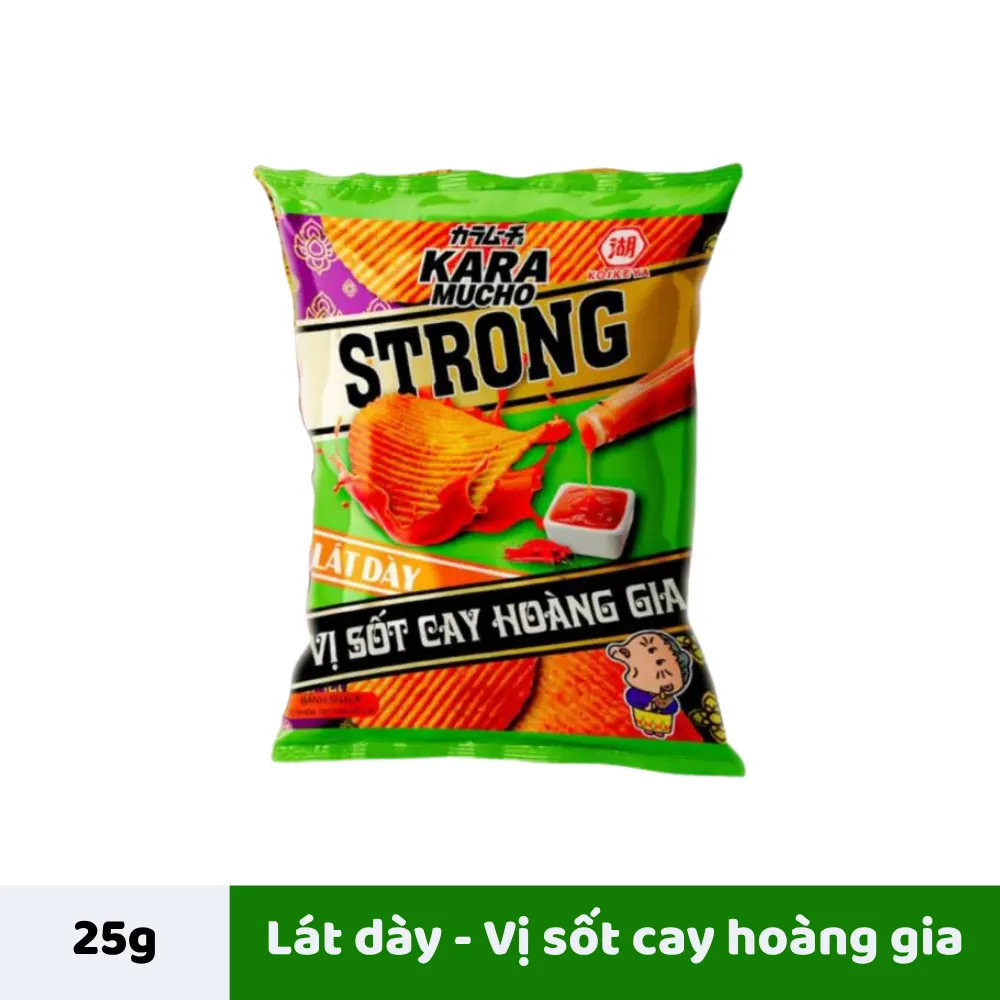Snack khoai tây Koikeya Karamucho Strong lát sốt cay hoàng gia gói 25g