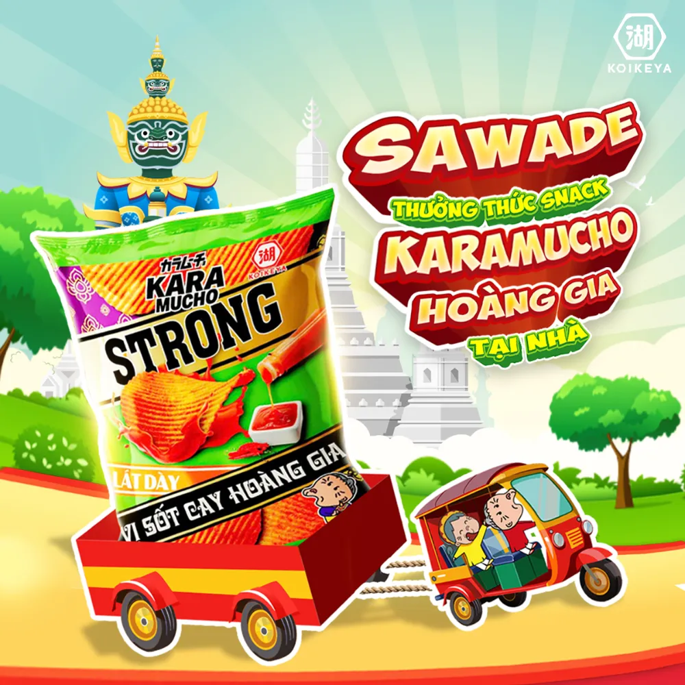 Snack khoai tây Koikeya Karamucho Strong lát sốt cay hoàng gia gói 25g