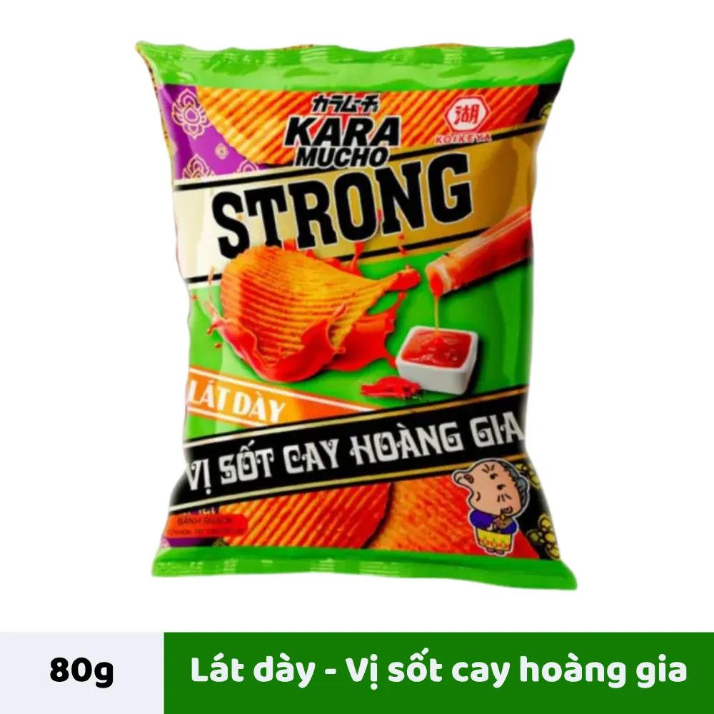 Snack khoai tây Koikeya Karamucho Strong lát sốt cay hoàng gia gói 80g