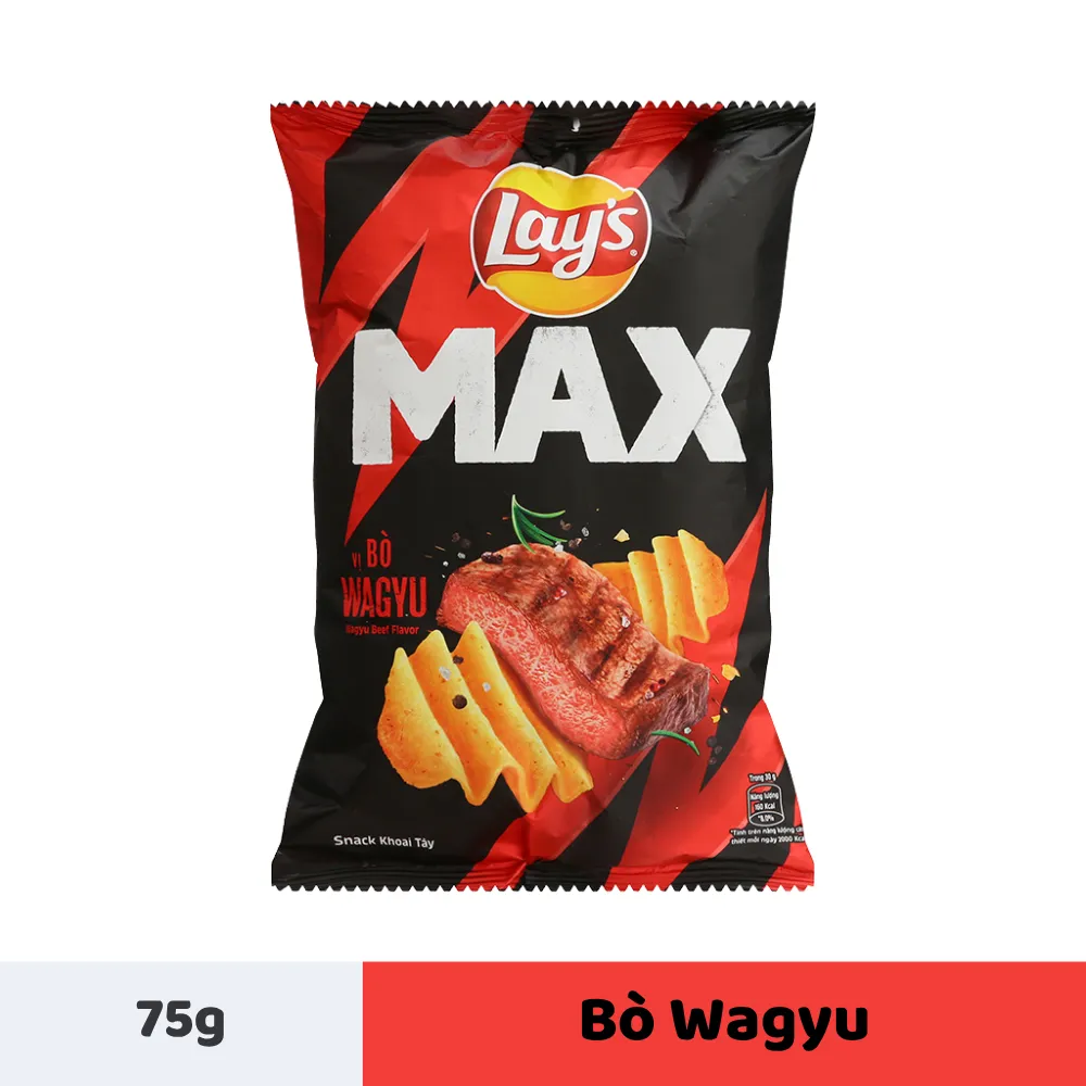 Snack khoai tây Lay's Max vị bò Wagyu gói 75g