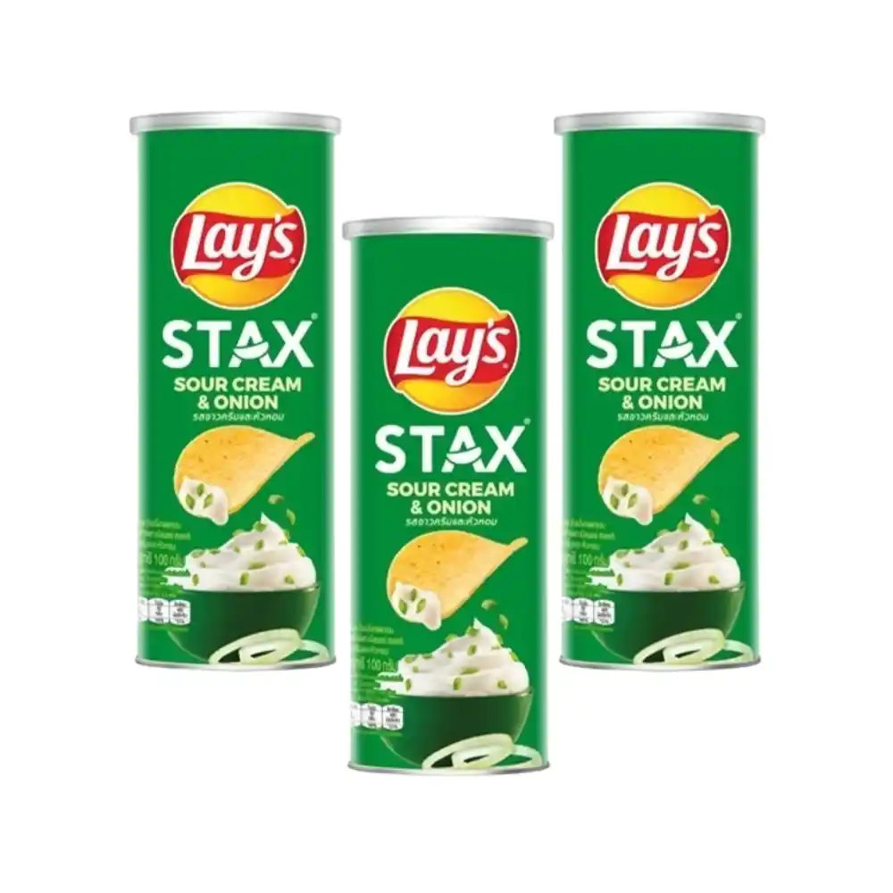 Snack khoai tây Lay's Stax vị kem chua hành hộp 100g