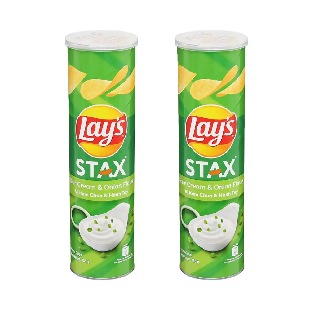 Snack khoai tây Lay's Stax vị kem chua hành hộp 150g