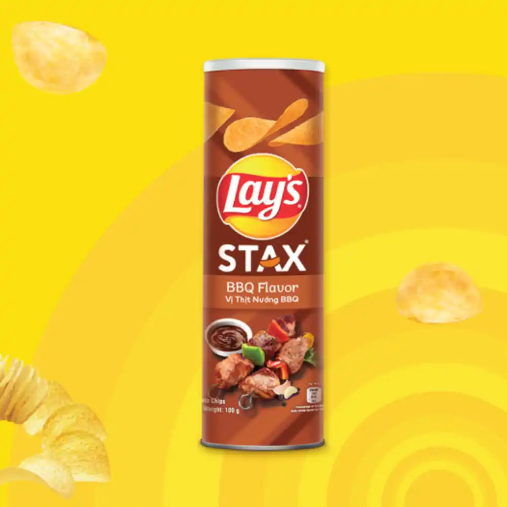 Snack khoai tây Lay's Stax vị thịt nướng BBQ hộp 100g
