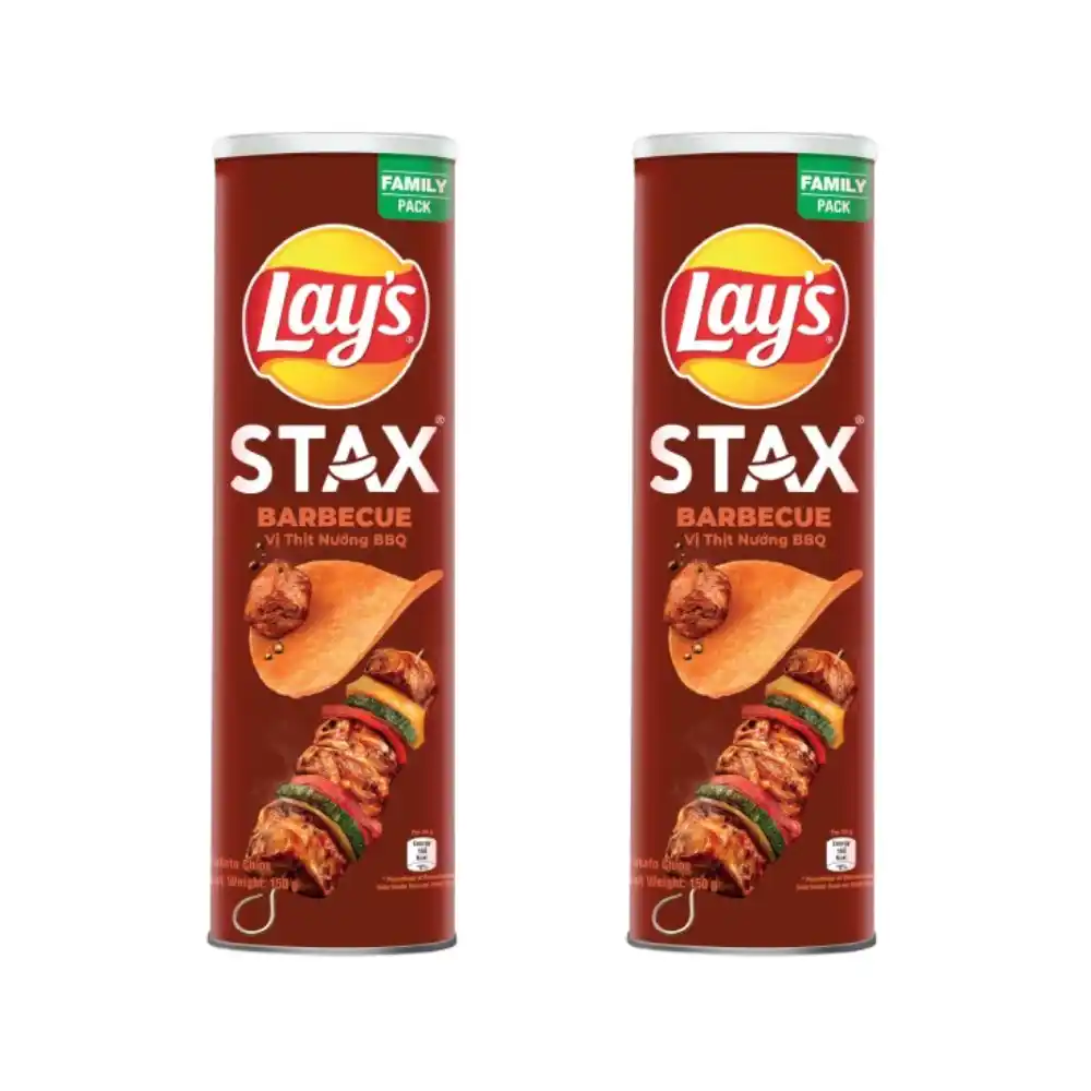 Snack khoai tây Lay's Stax vị thịt nướng BBQ hộp 150g