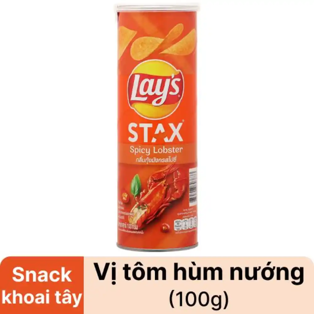 Snack khoai tây Lay's Stax vị tôm hùm nướng hộp 100g