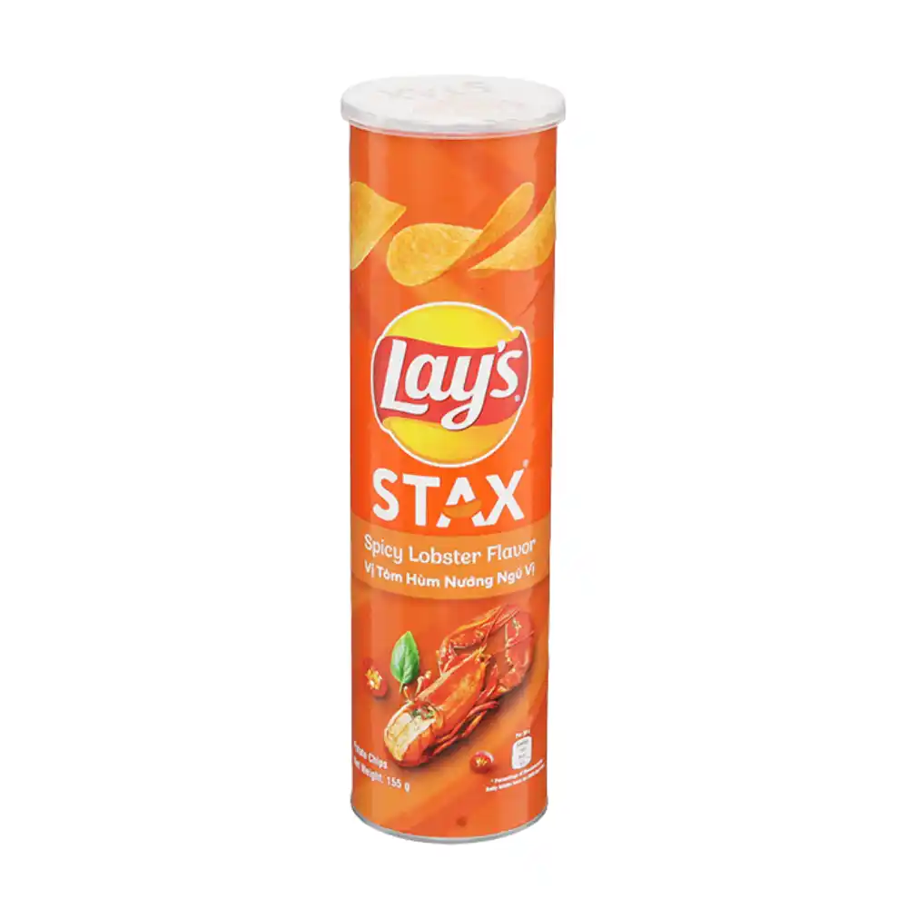 Snack khoai tây Lay's Stax vị tôm hùm nướng hộp 155g