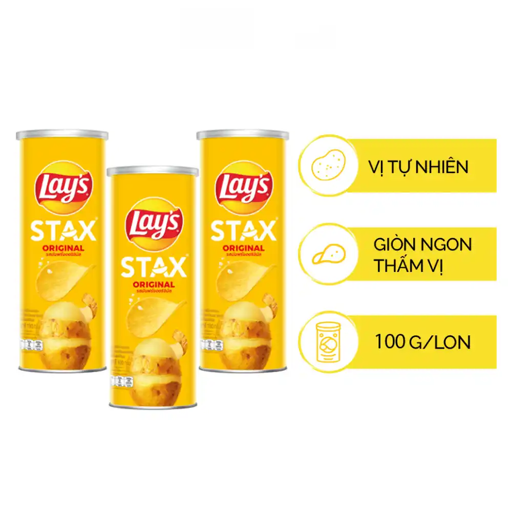 Snack khoai tây Lay's Stax vị tự nhiên hộp 100g