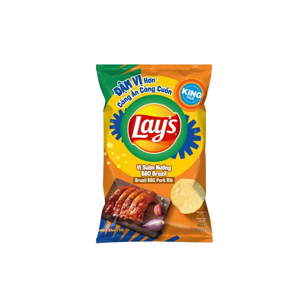 Snack khoai tây Lay's vị sườn nướng BBQ Brazil gói 54g