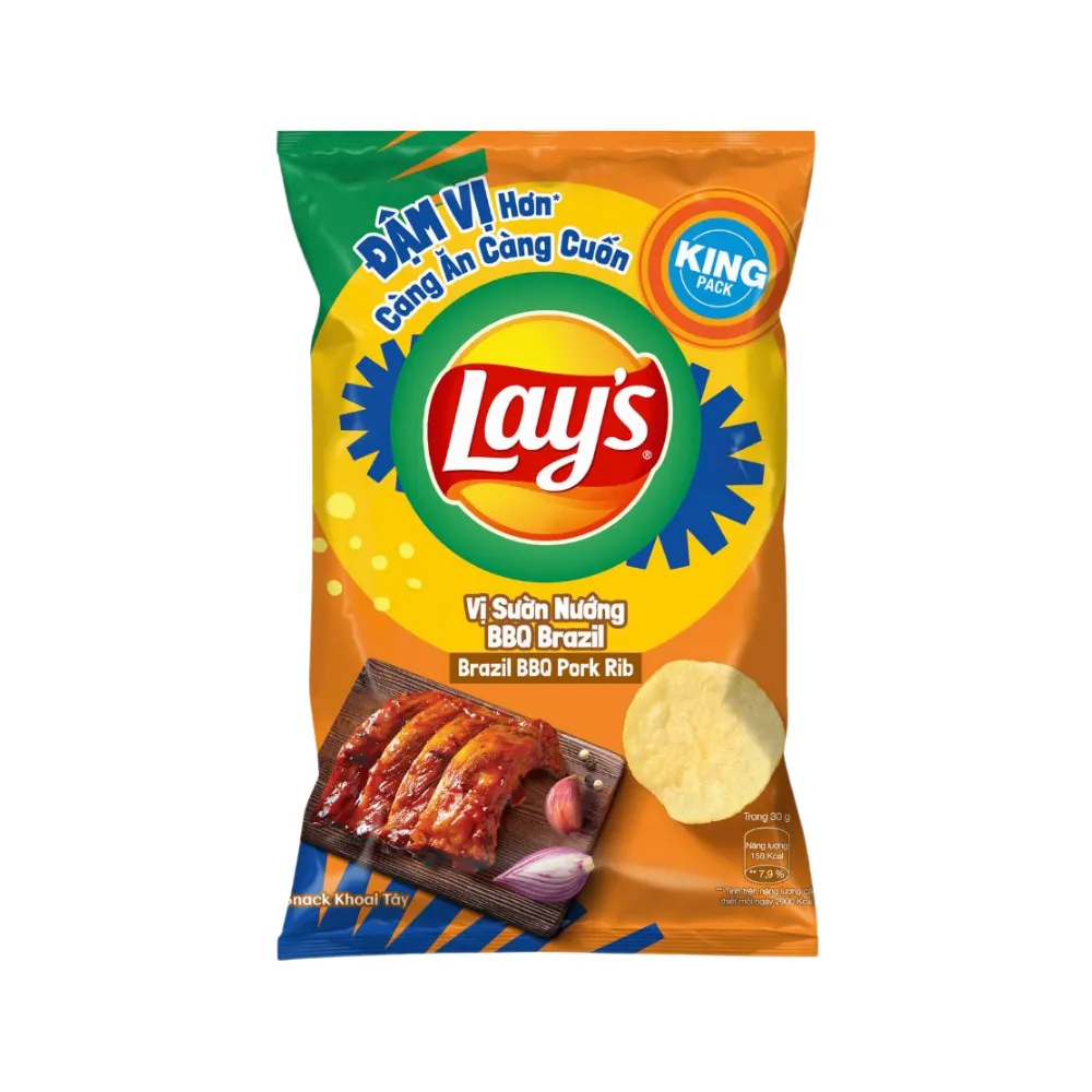 Snack khoai tây Lay's vị sườn nướng BBQ Brazil gói 95g
