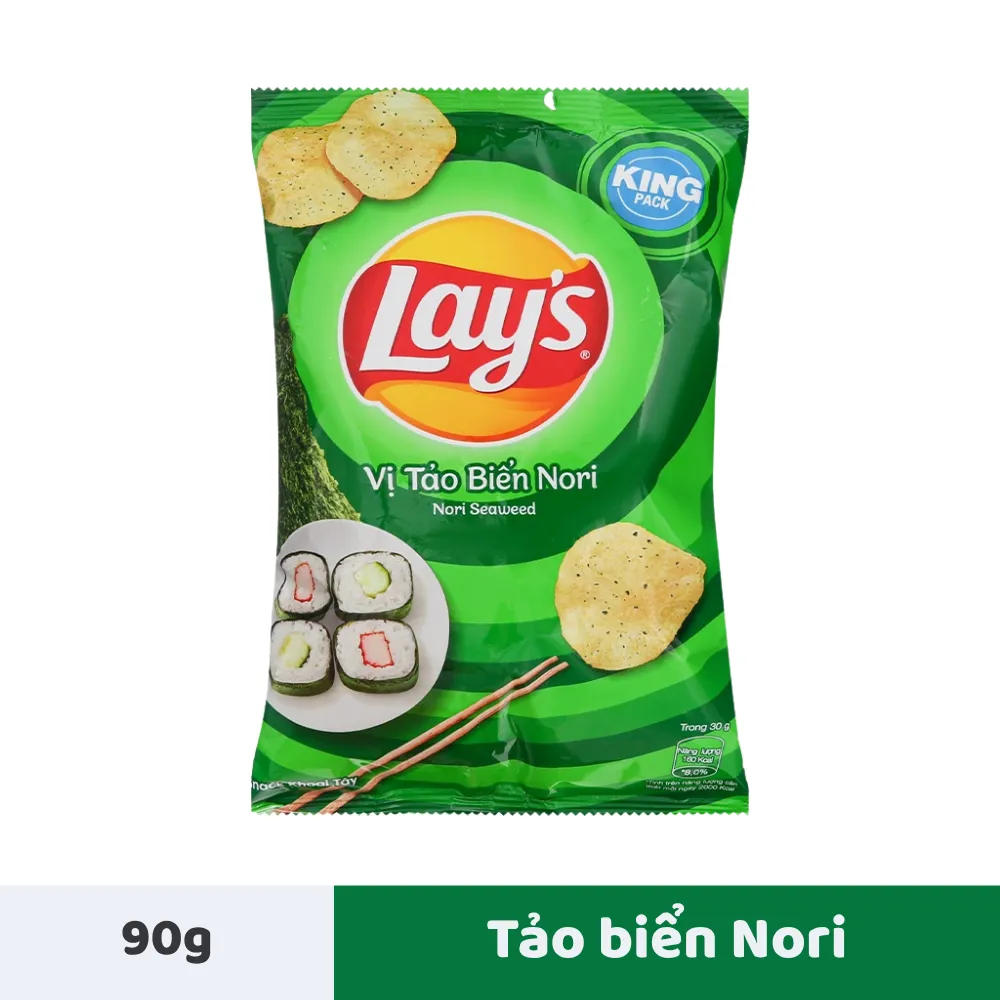 Snack khoai tây Lay's vị tảo biển Nori gói 90g