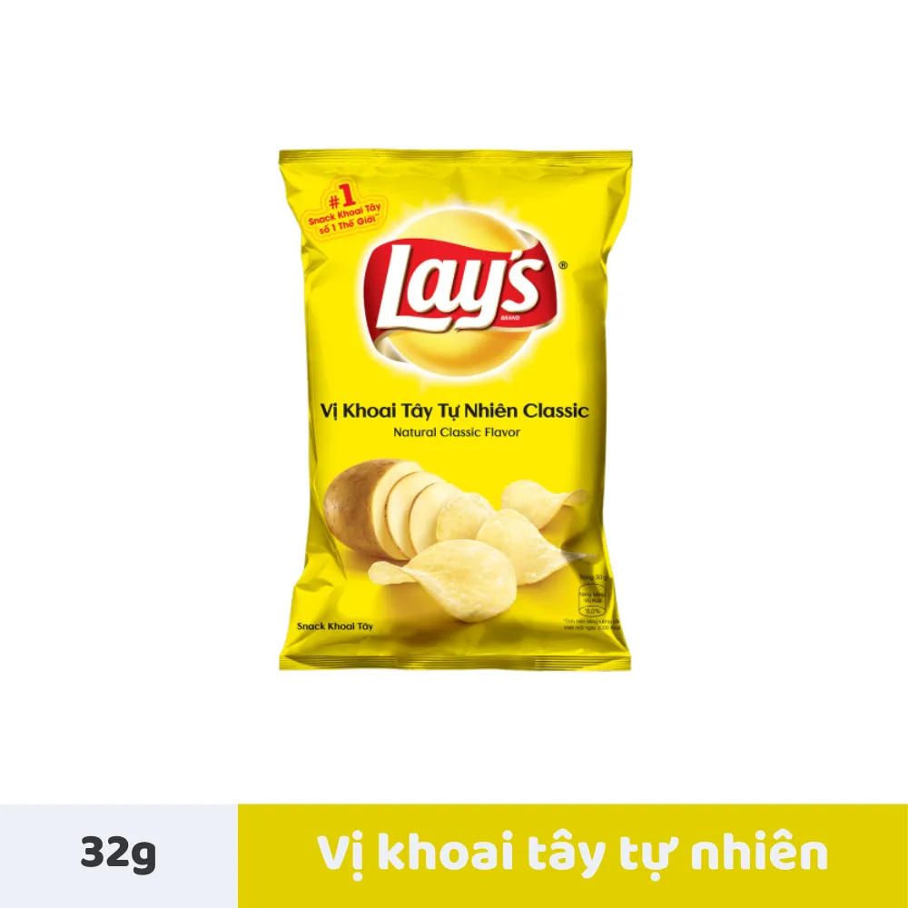 Snack khoai tây Lay's vị tự nhiên gói 32g