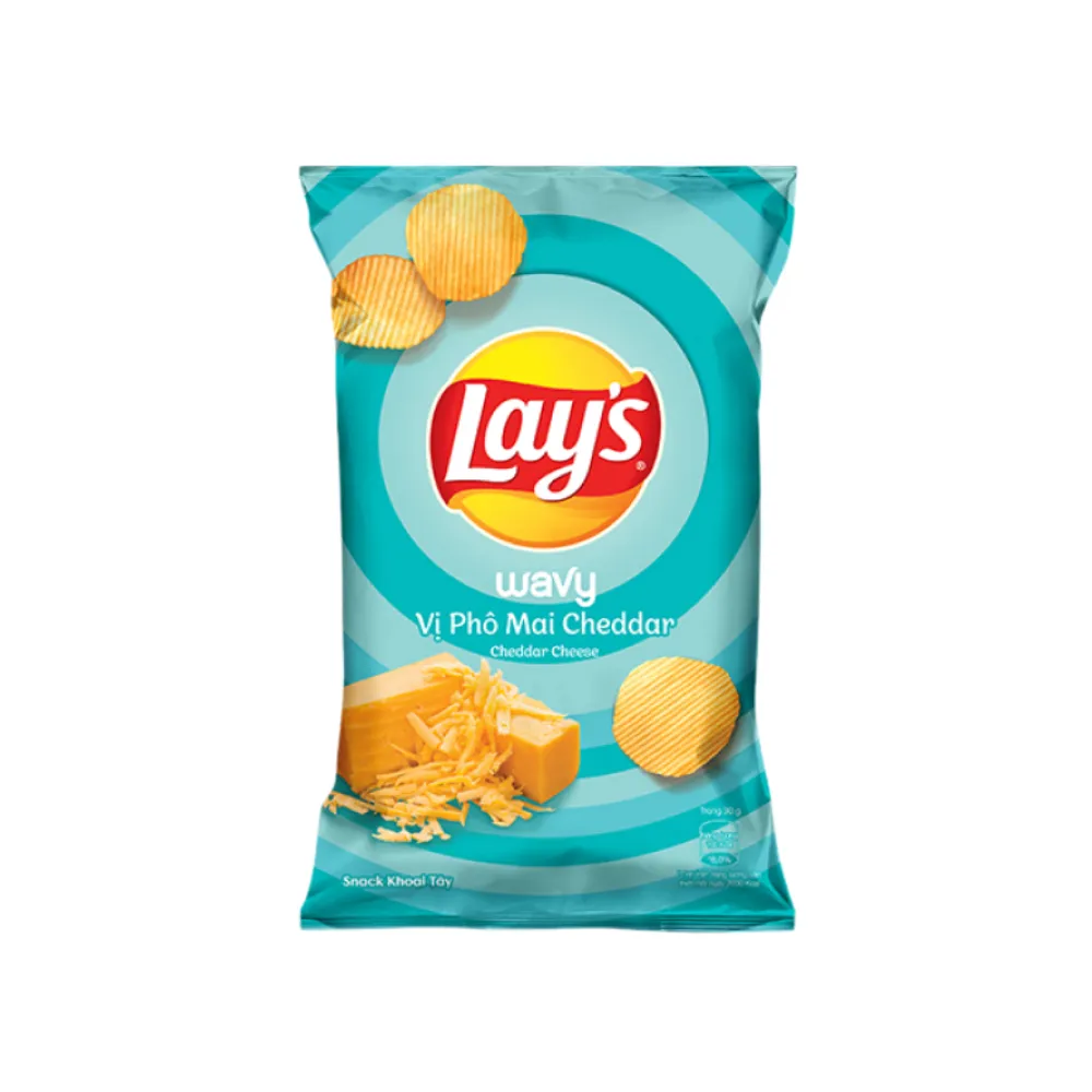 Snack khoai tây Lay's Wavy vị phô mai Cheddar gói 32g