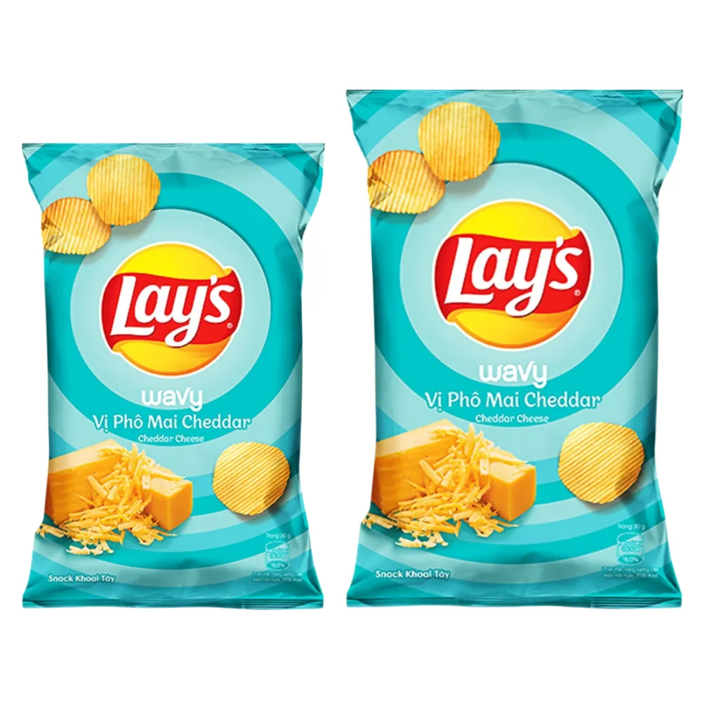 Snack khoai tây Lay's Wavy vị phô mai Cheddar gói 32g