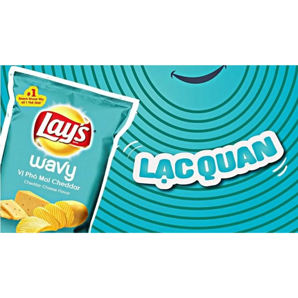 Snack khoai tây Lay's Wavy vị phô mai Cheddar gói 90g