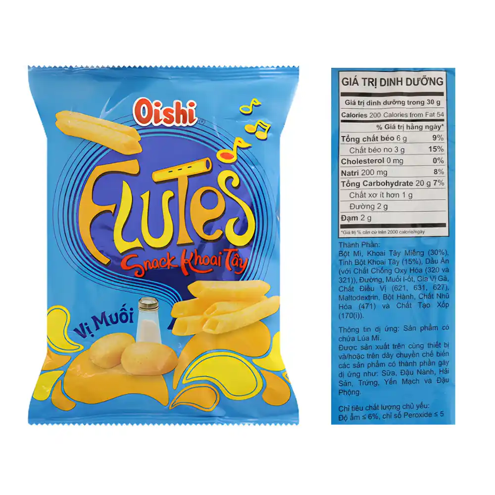 Snack khoai tây Oishi vị muối gói 34g