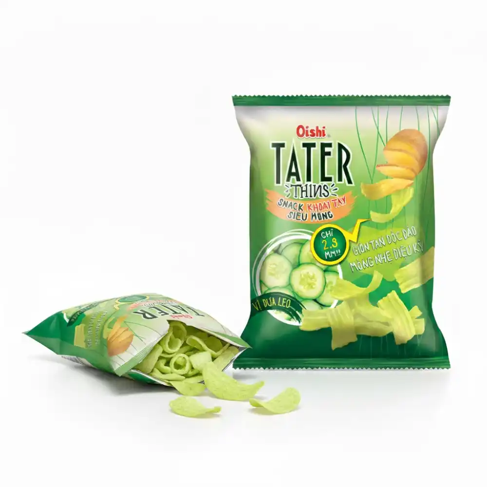 Snack khoai tây siêu mỏng Oishi vị dưa leo gói 68g