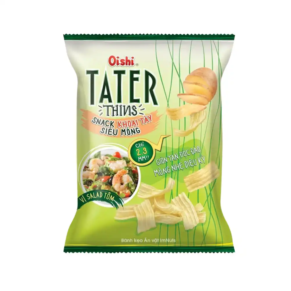 Snack khoai tây siêu mỏng Oishi vị salad tôm gói 68g