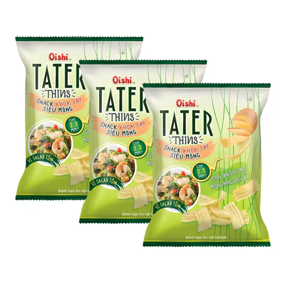 Snack khoai tây siêu mỏng Oishi vị salad tôm gói 68g