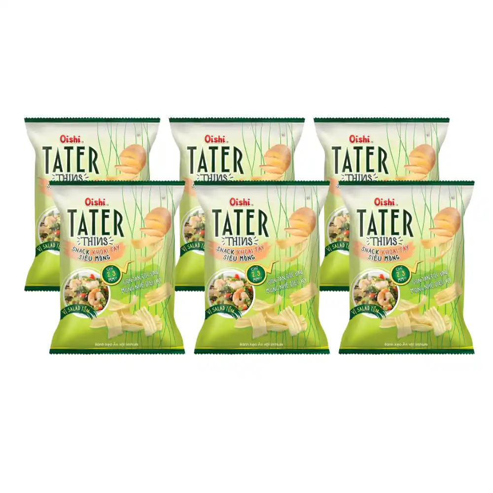 Snack khoai tây siêu mỏng Oishi vị salad tôm gói 68g