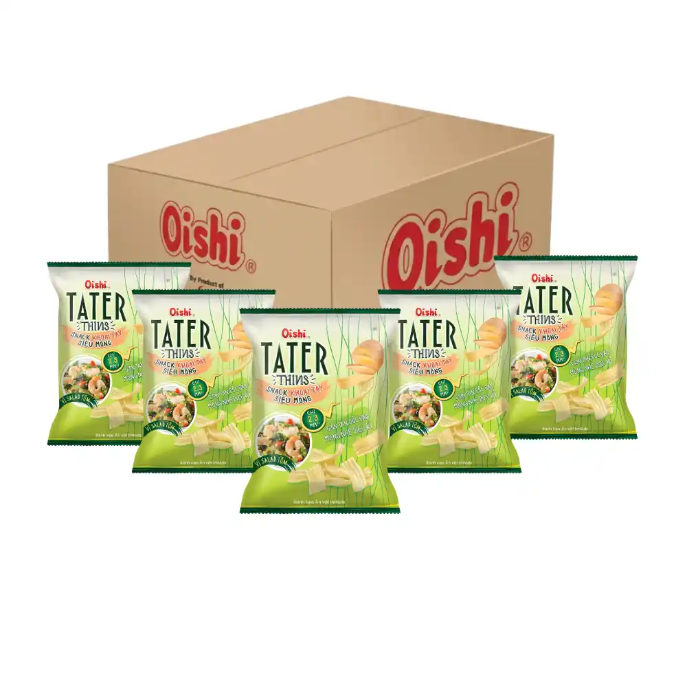 Snack khoai tây siêu mỏng Oishi vị salad tôm gói 68g
