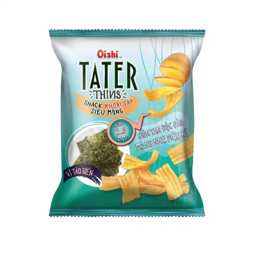 Snack khoai tây siêu mỏng Oishi vị tảo biển gói 68g