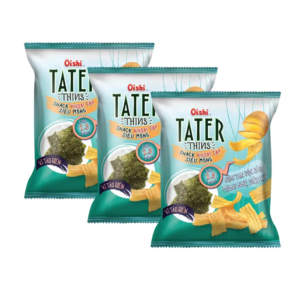 Snack khoai tây siêu mỏng Oishi vị tảo biển gói 68g