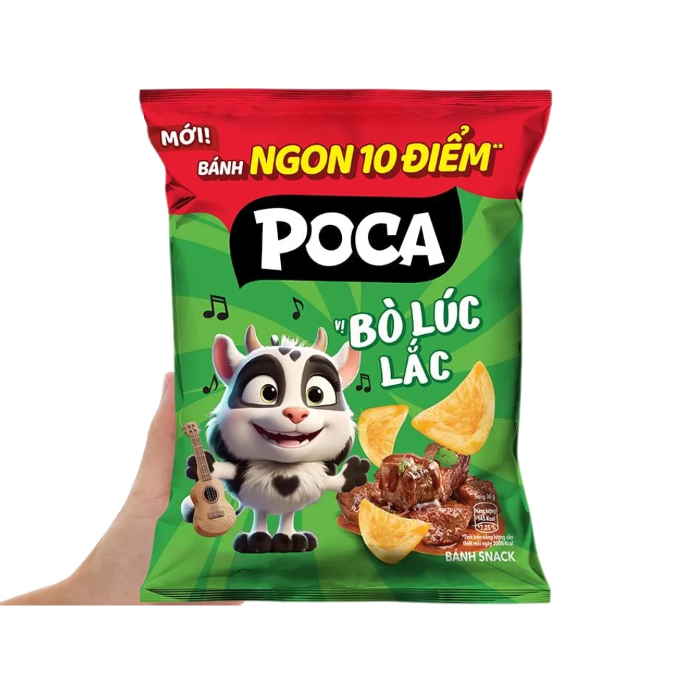 Snack Poca vị bò lúc lắc gói 30g