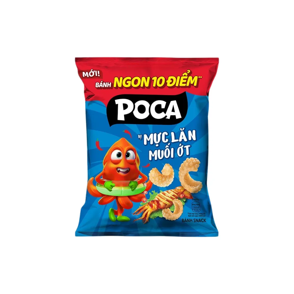 Snack Poca vị mực lăn muối ớt gói 32g