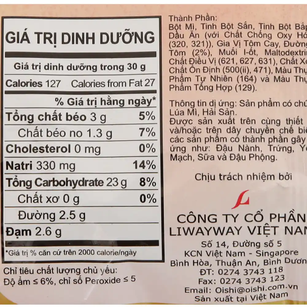 Snack tôm cay Oishi gói 34g
