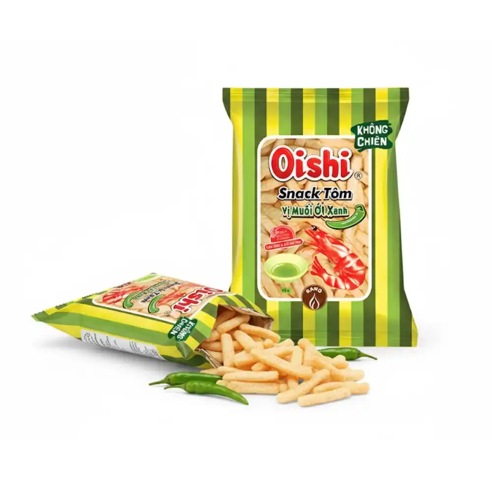 Snack tôm muối ớt xanh Oishi gói 34g