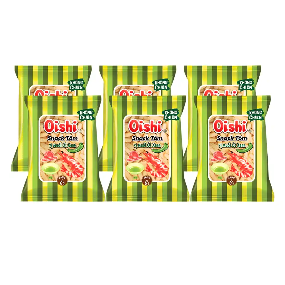 Snack tôm muối ớt xanh Oishi gói 34g