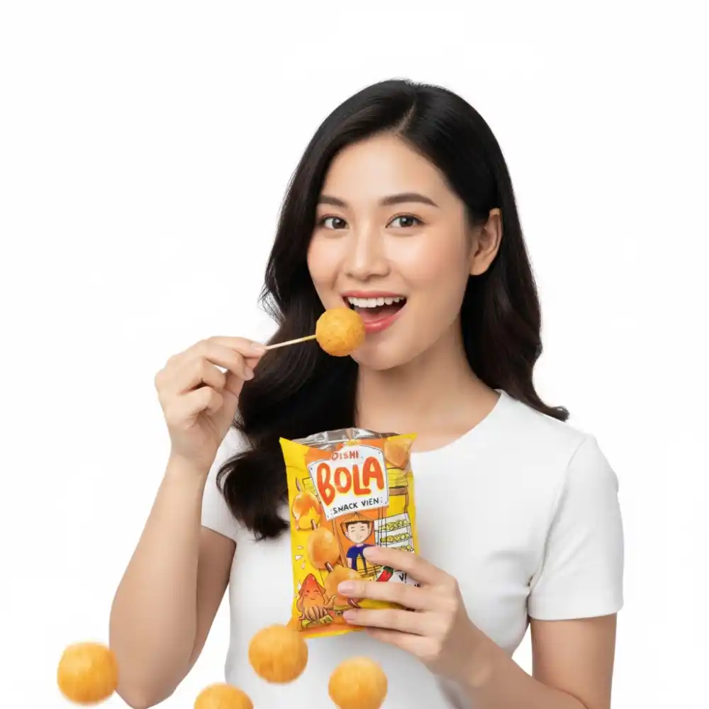 Snack viên Oishi Bola vị mực cay gói 34g