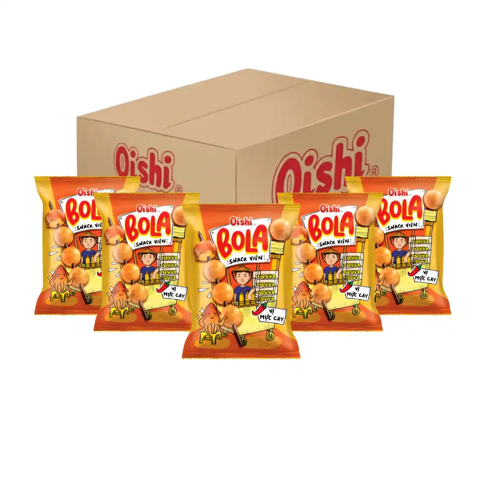 Snack viên Oishi Bola vị mực cay gói 34g