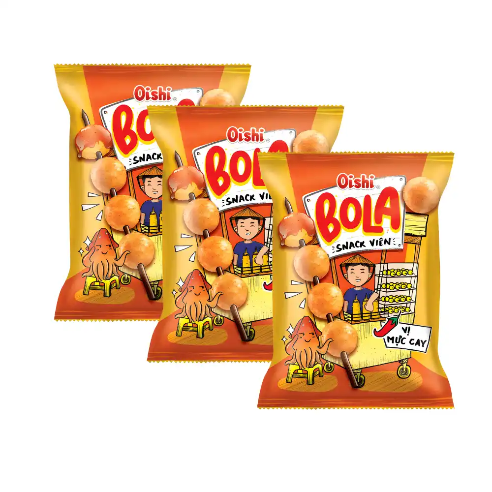 Snack viên Oishi vị mực cay gói 68g