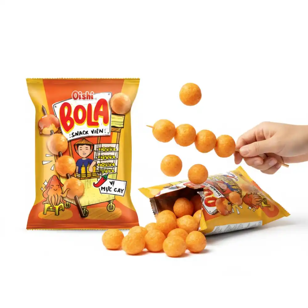 Snack viên Oishi vị mực cay gói 68g