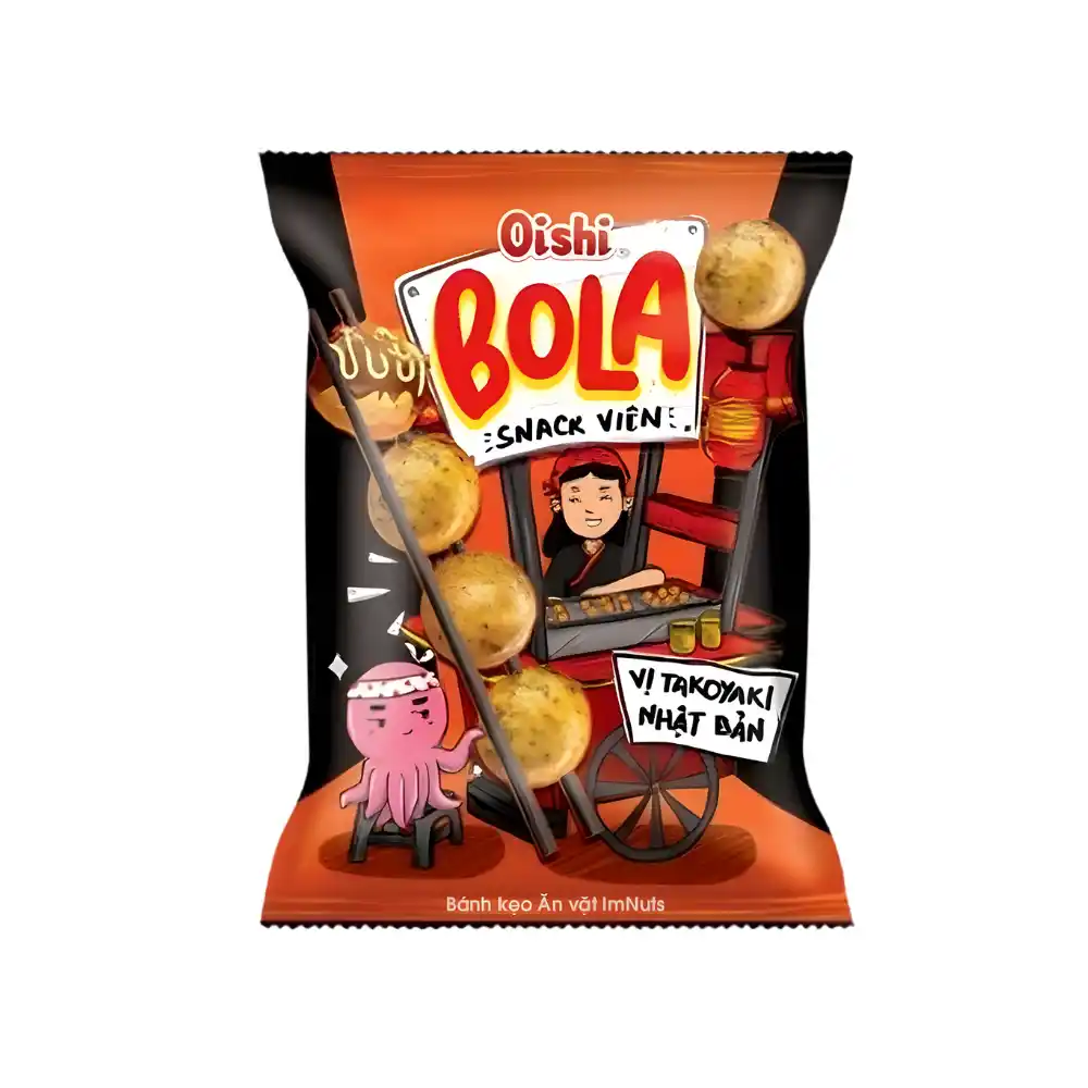 Snack viên Oishi vị Takoyaki Nhật Bản gói 68g