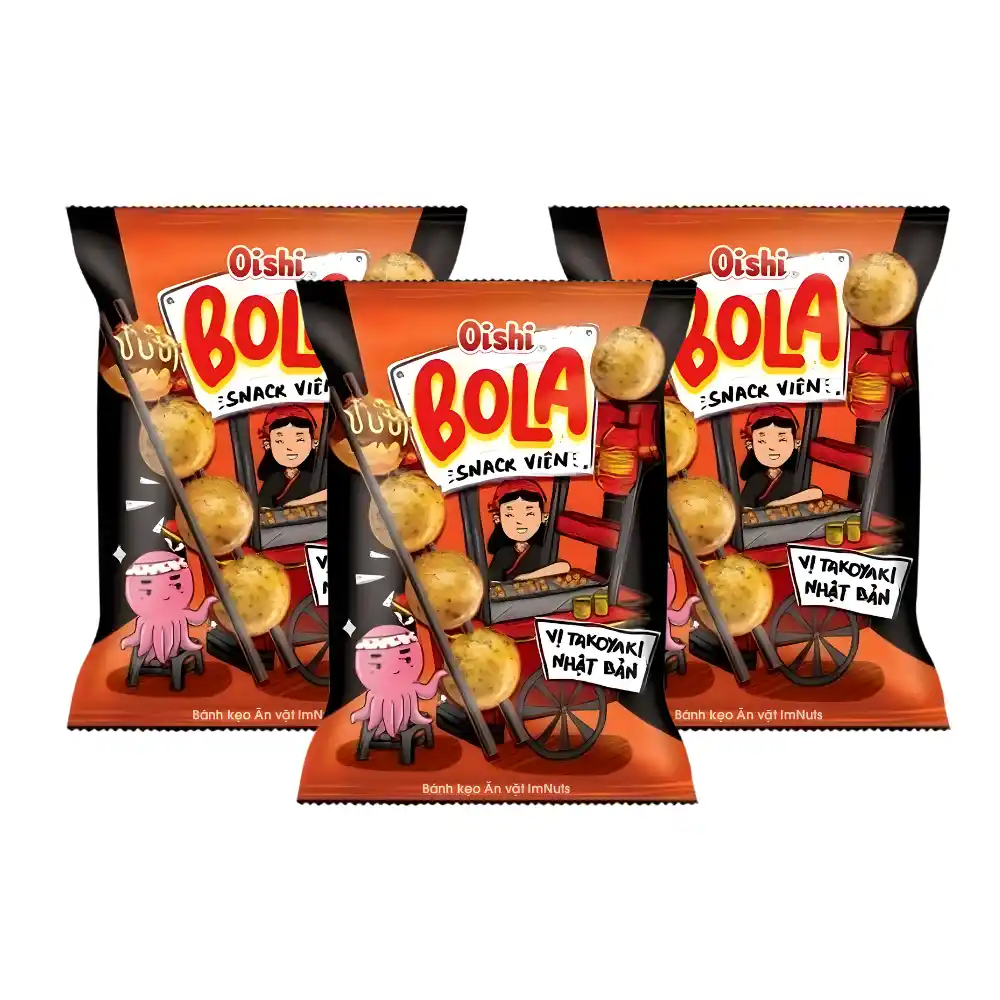 Snack viên Oishi vị Takoyaki Nhật Bản gói 68g