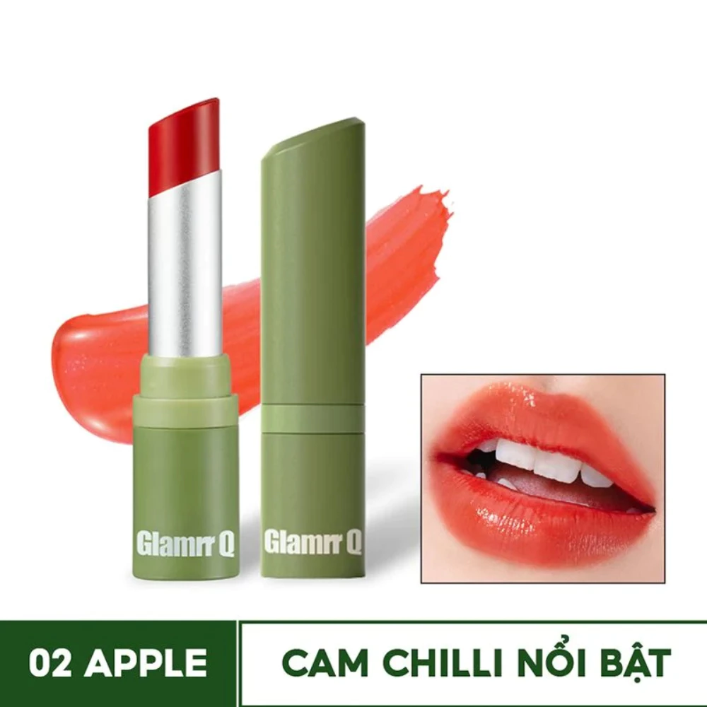 Son dưỡng có màu Glamrr Q thuần chay 00 Cam san hô /01 Đỏ gạch /02 Cam chilli /03 Hồng baby /04 Cam đào /05 Đỏ vang 4.5g