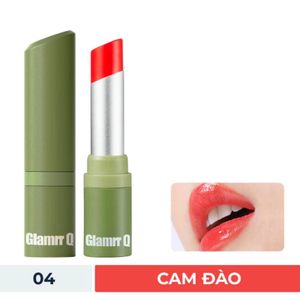 Son dưỡng có màu Glamrr Q thuần chay 00 Cam san hô /01 Đỏ gạch /02 Cam chilli /03 Hồng baby /04 Cam đào /05 Đỏ vang 4.5g