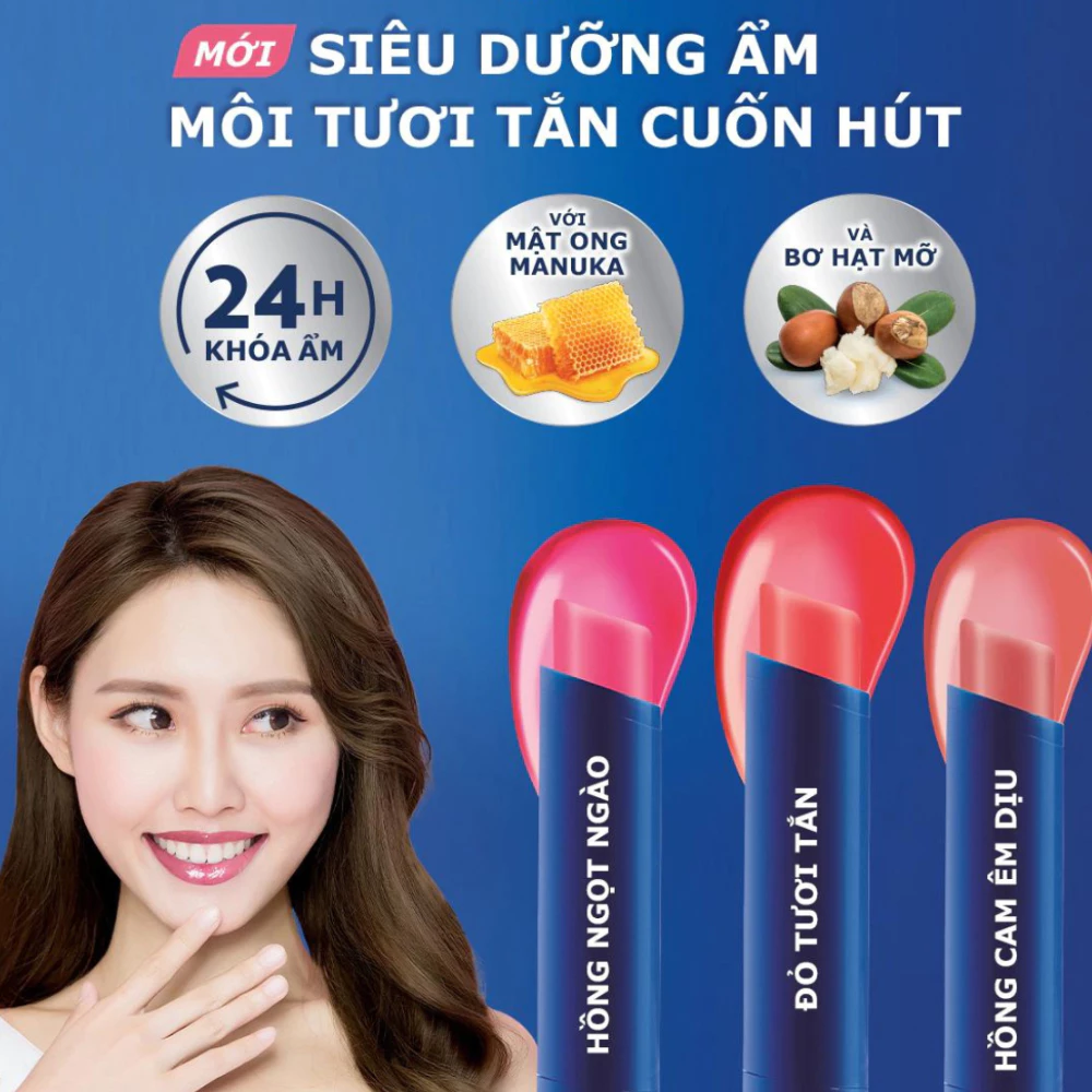 Son dưỡng có màu Vaseline hồng cam êm dịu /đỏ tươi tắn /hồng ngọt ngào 3g