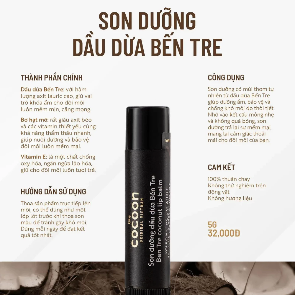 Son dưỡng Cocoon dầu dừa Bến Tre 5g