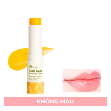 Son dưỡng gạo Cỏ Mềm không màu /hương dâu màu ánh hồng 3.6g