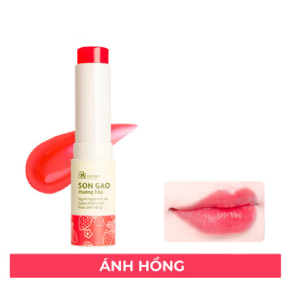 Son dưỡng gạo Cỏ Mềm không màu /hương dâu màu ánh hồng 3.6g