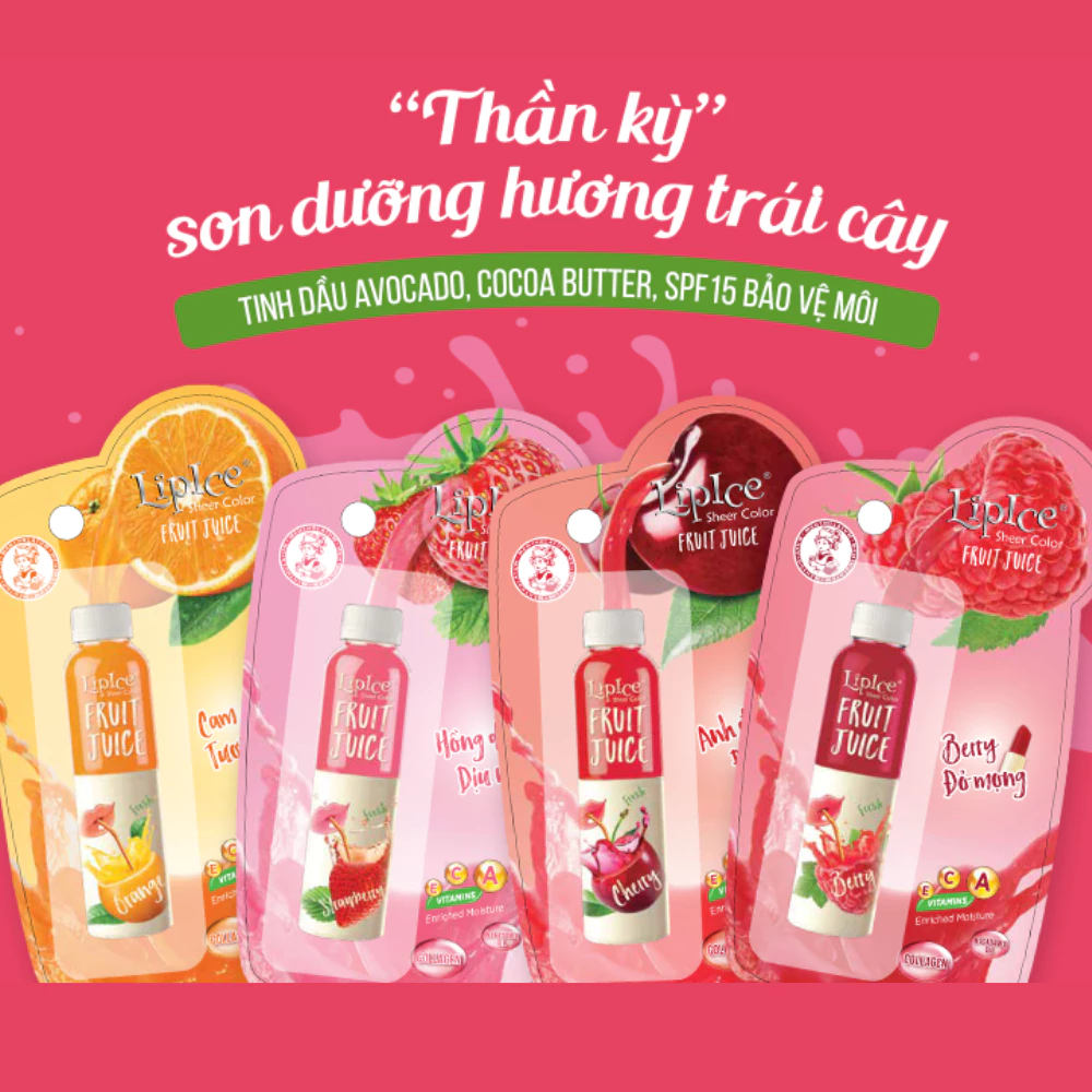 Son dưỡng Lipice trái cây Cherry - Anh đào đỏ tươi /Orange - Cam tươi tắn /Strawberry - Hồng dâu dịu ngọt 4g