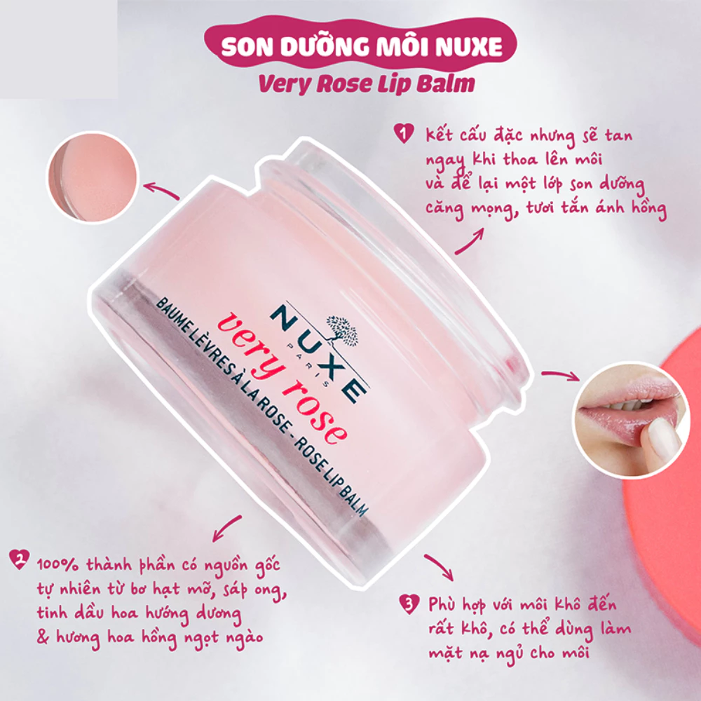Son dưỡng môi dạng hũ Nuxe Very Rose 15g
