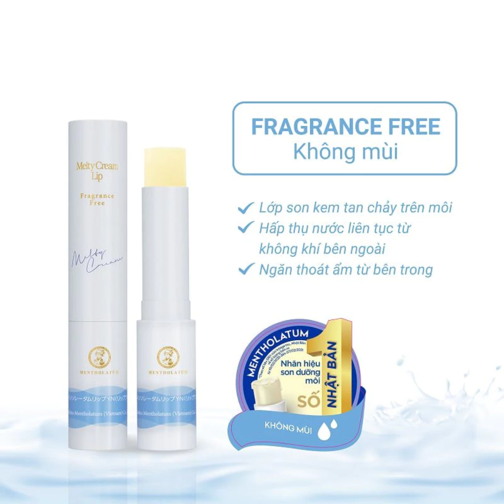 Son dưỡng môi Mentholatum Melty Cream Lip Mật ong /Không màu /Trà xanh 2.4g