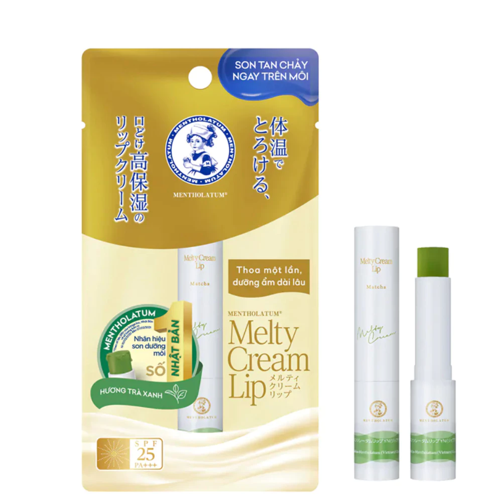 Son dưỡng môi Mentholatum Melty Cream Lip Mật ong /Không màu /Trà xanh 2.4g