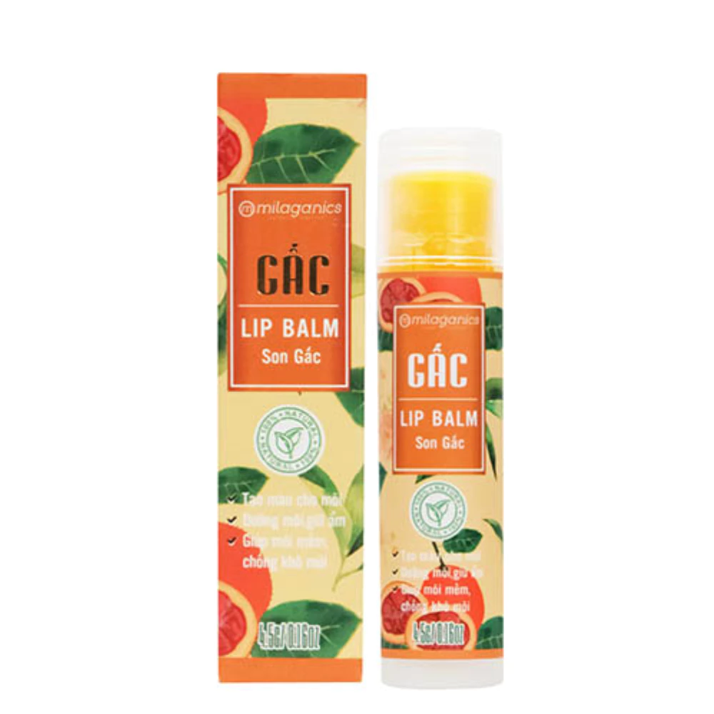 Son dưỡng môi Milaganics gấc dưỡng ẩm/ trà xanh dưỡng ẩm/ dừa dưỡng ẩm/ nha đam không màu, giảm thâm môi 4.5g